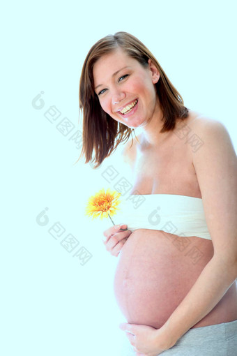 怀孕了微笑快乐女人婴儿肚子