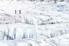 人徒步旅行冰瓦特纳冰川冰川