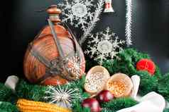 圣诞节装饰雪花桶加兰洋葱玉米