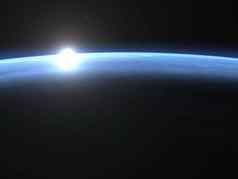 地球地球地平线日出空间渲染