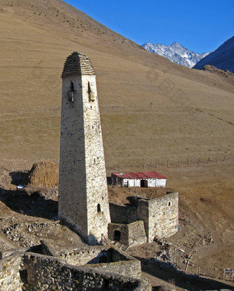塔印古什共和国古老的体系结构废墟