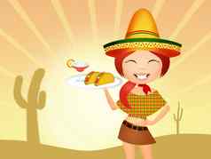 墨西哥女孩炸玉米饼