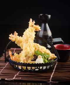 日本厨房天妇罗虾背景