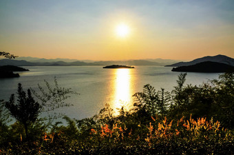 景观湖日落