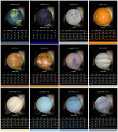 欧洲法国一年日历太阳能系统行星