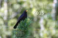 欧洲一年日历黑色的鸟