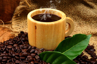 烤咖啡豆子木黑色的咖啡玻璃木材