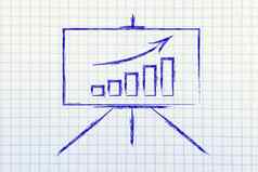 会议房间白板站积极的统计数据图