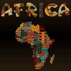 非洲地图非洲排版使拼接而成织物文本