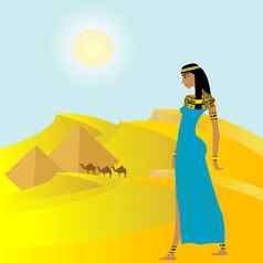埃及背景古老的女人金字塔