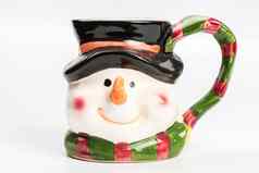 圣诞节茶杯子雪人白色