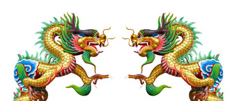色彩斑斓的龙雕像白色中国人神社