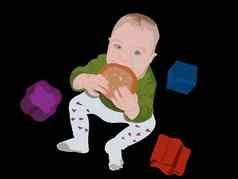 色彩斑斓的向量吃婴儿面包