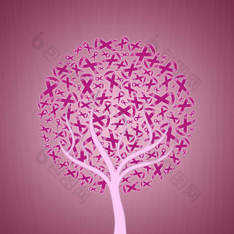 树意识粉红色的丝带