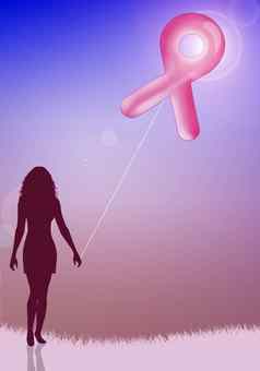 女人粉红色的丝带气球