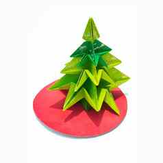绿色折纸圣诞节树