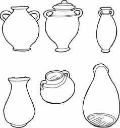 概述了希腊花瓶