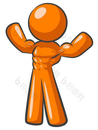 橙色男人。身体构建器
