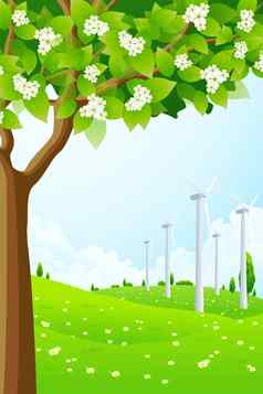 绿色景观风权力植物