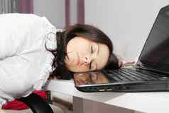 累了业务女人下降了睡着了移动PC