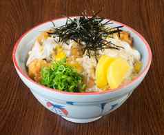 日本厨房炸鸡大米背景