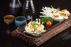 日本厨房烤壳牌鱼背景
