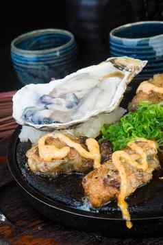 日本厨房热板海食物背景