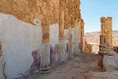 废墟墙柱廊古老的Masada宫王希律王