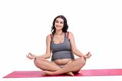 怀孕了女人练习瑜伽冥想