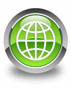 世界图标光滑的绿色轮按钮