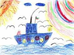 儿童艺术作品船海