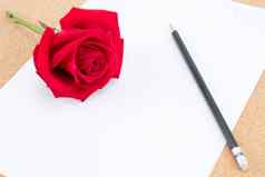 纸板软木板请注意纸铅笔玫瑰