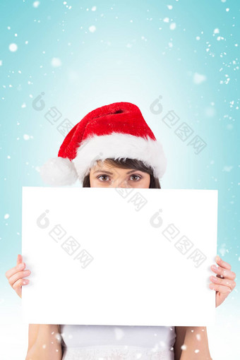 漂亮的圣诞老人女孩微笑相机海报