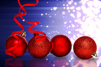 复合图像红色的<strong>圣诞</strong>节球装饰