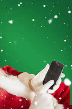 复合图像圣诞老人智能手机