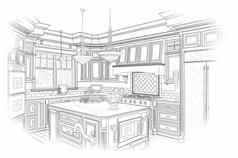 黑色的自定义厨房设计画白色