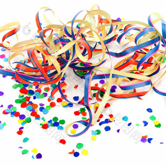色彩斑斓的五彩纸屑聚会，派对飘带