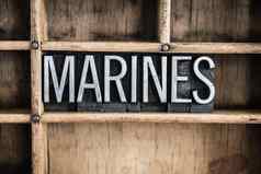 海军陆战队概念金属凸版印刷的词抽屉里