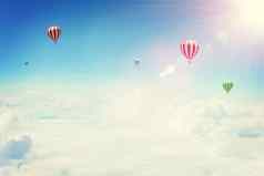 拍摄飞机背景云太阳热空气气球