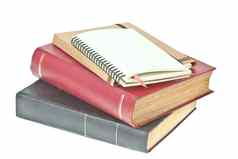 铅笔奶油彩色的纸笔记本书背景