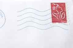 白色信封信邮票