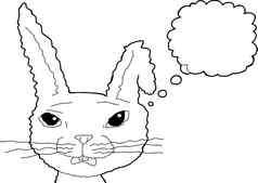 概述了惊讶兔子思考
