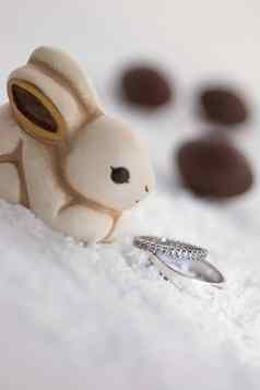 复活节兔子订婚环雪