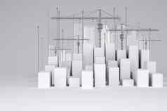 简约城市白色多维数据集戴着一副金属框建筑塔起重机箭头