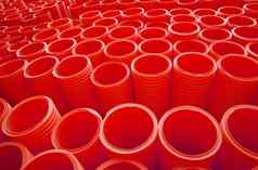 大集团红色的工业塑料管道完整的框架