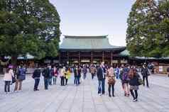 东京日本11月旅游访问明治神宫神社代代木公园