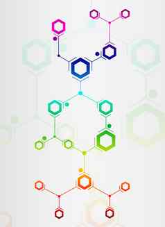 摘要作文彩色的行六边形