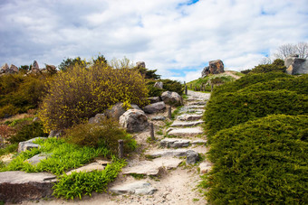 多石的楼梯<strong>假山</strong>基辅植物花园