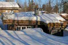 小屋雪屋顶