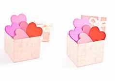 木心形的粉红色的颜色礼物盒子